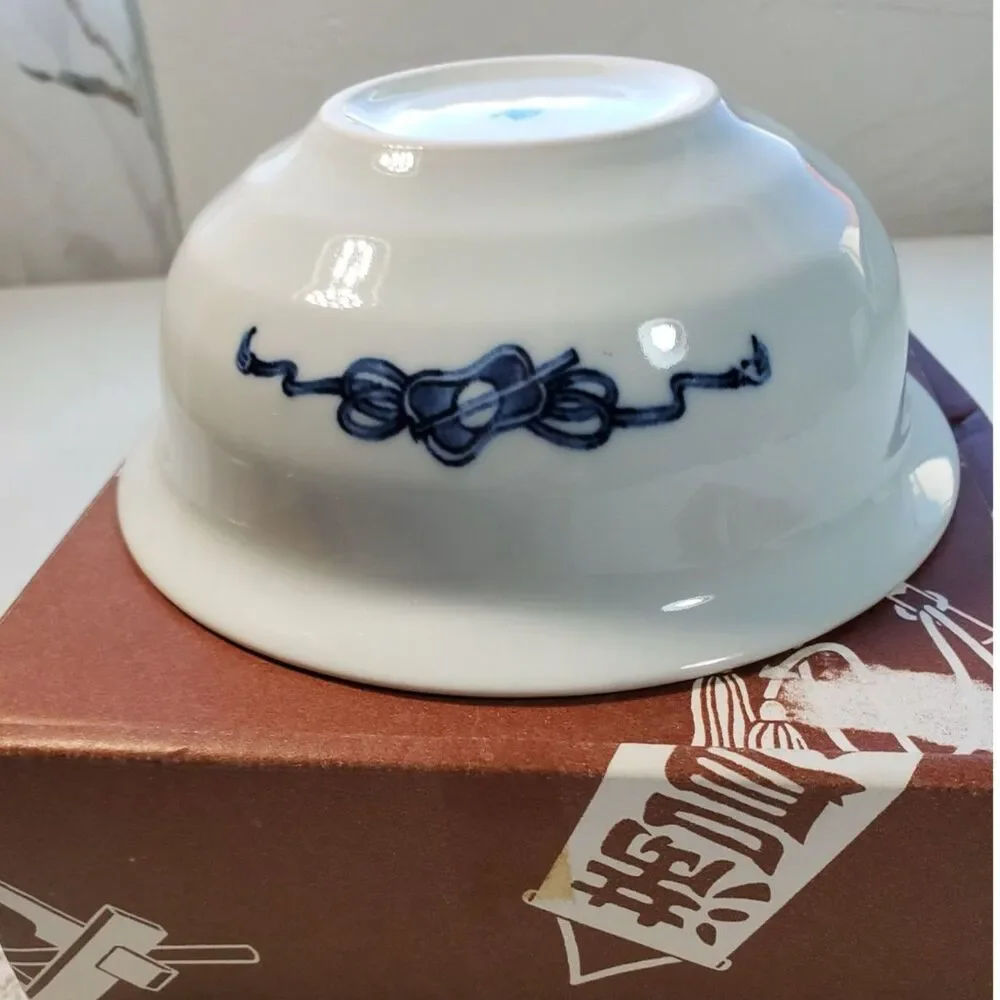 Vintage Shobido Blue and White Porcelain Bowl, Japanese Owan Wan Serving Bowl